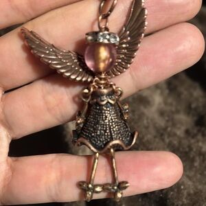 Handmade Bronze & Antique Copper Angel Keychain with Wings